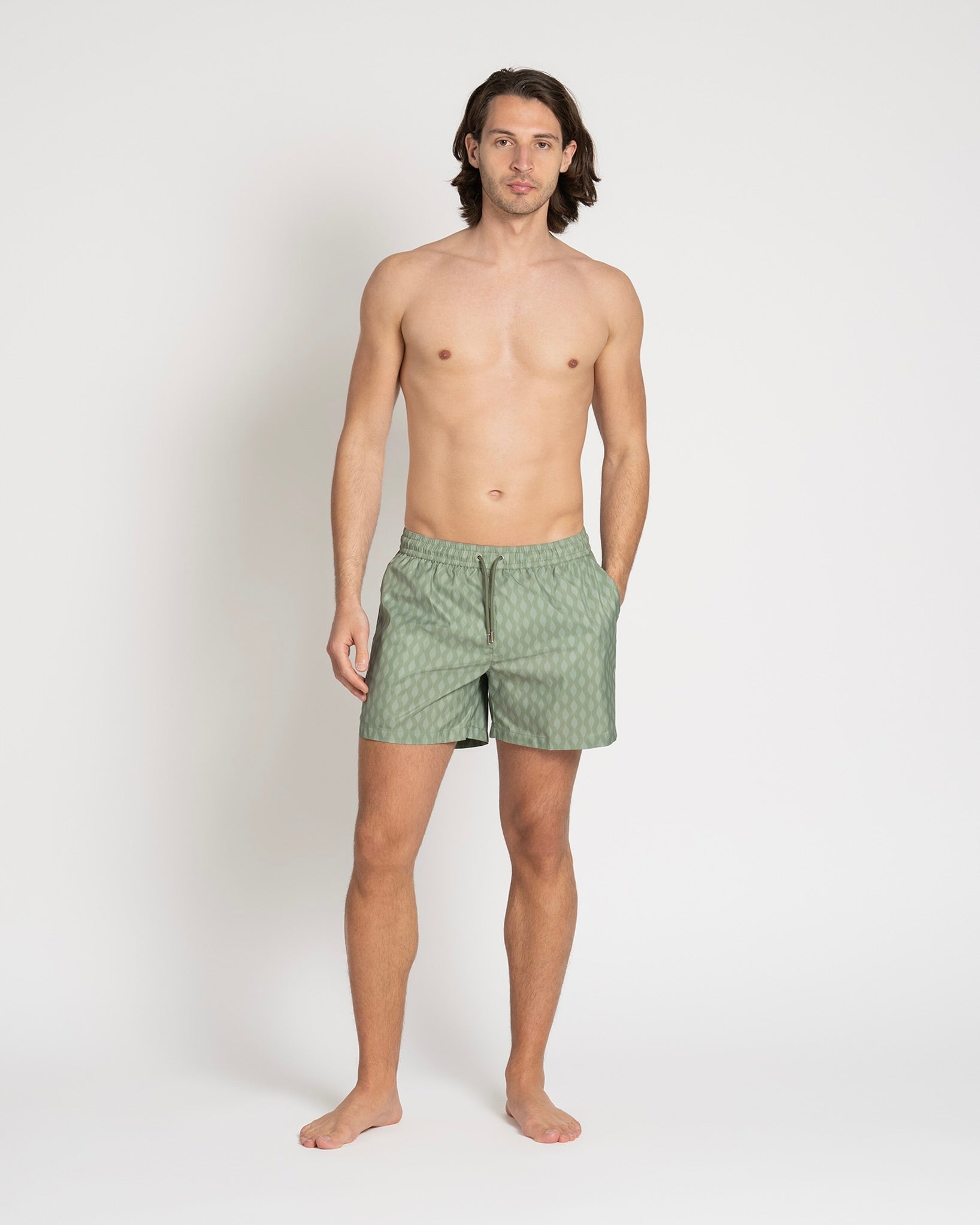 Classic Swim Shorts Green Waves - THE RESORT CO