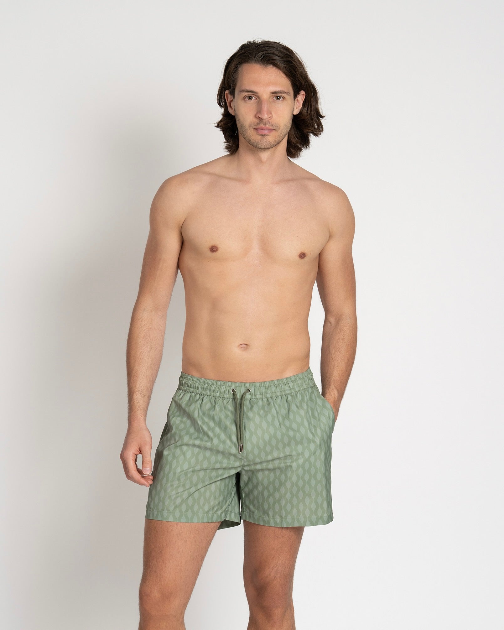 Classic Swim Shorts Green Waves - THE RESORT CO