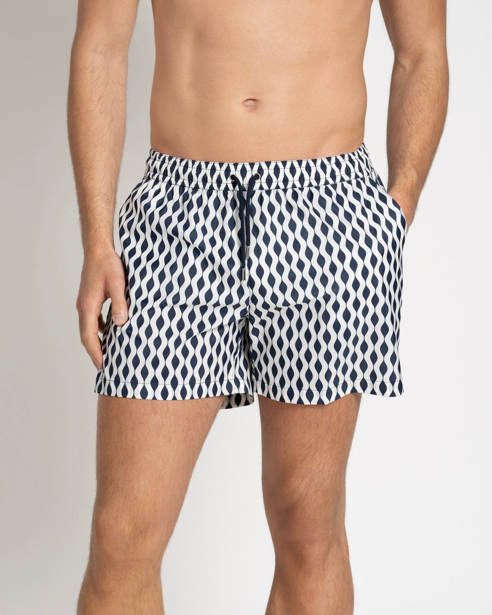 Classic Swim Shorts Navy Waves - THE RESORT CO