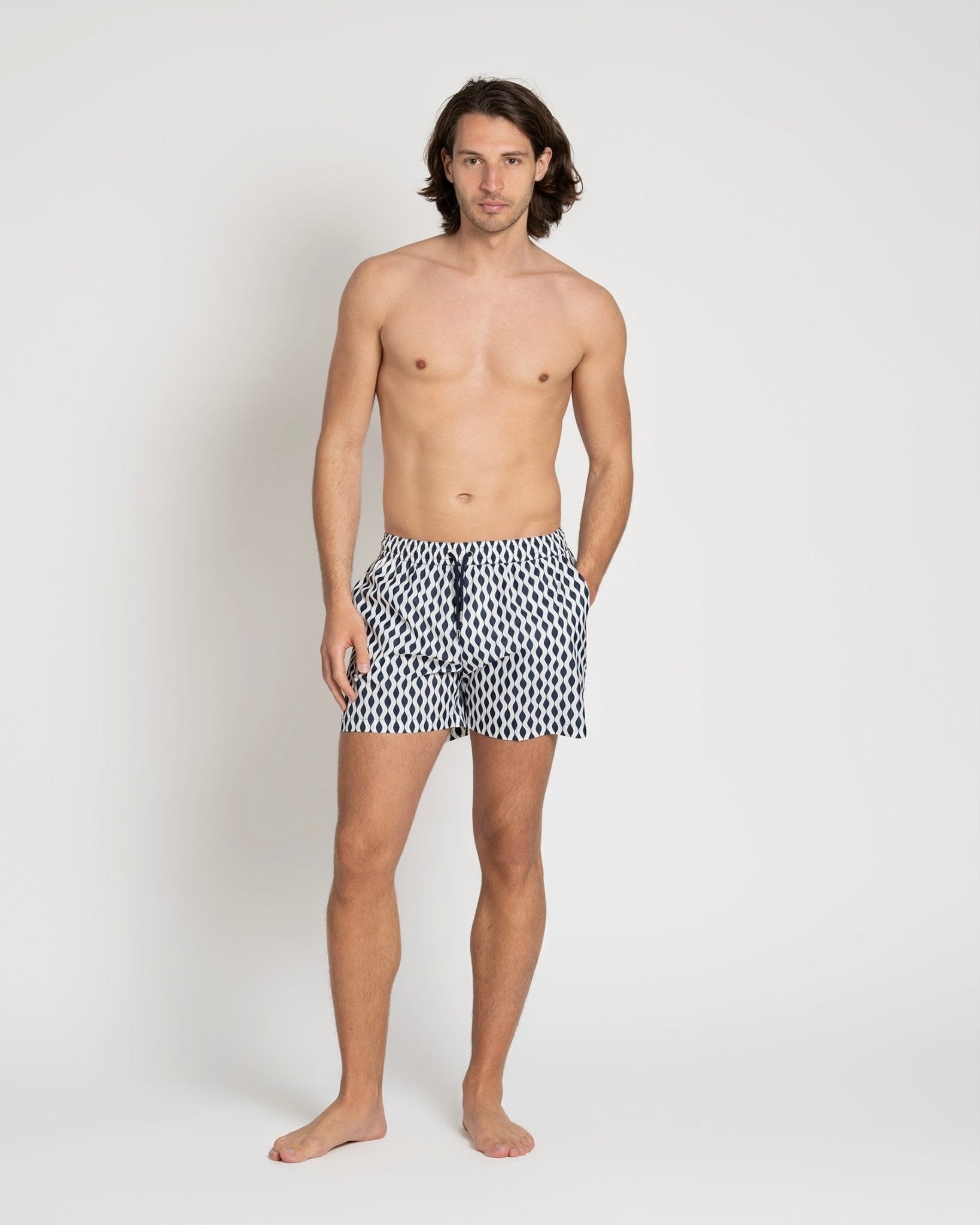 Classic Swim Shorts Navy Waves - THE RESORT CO