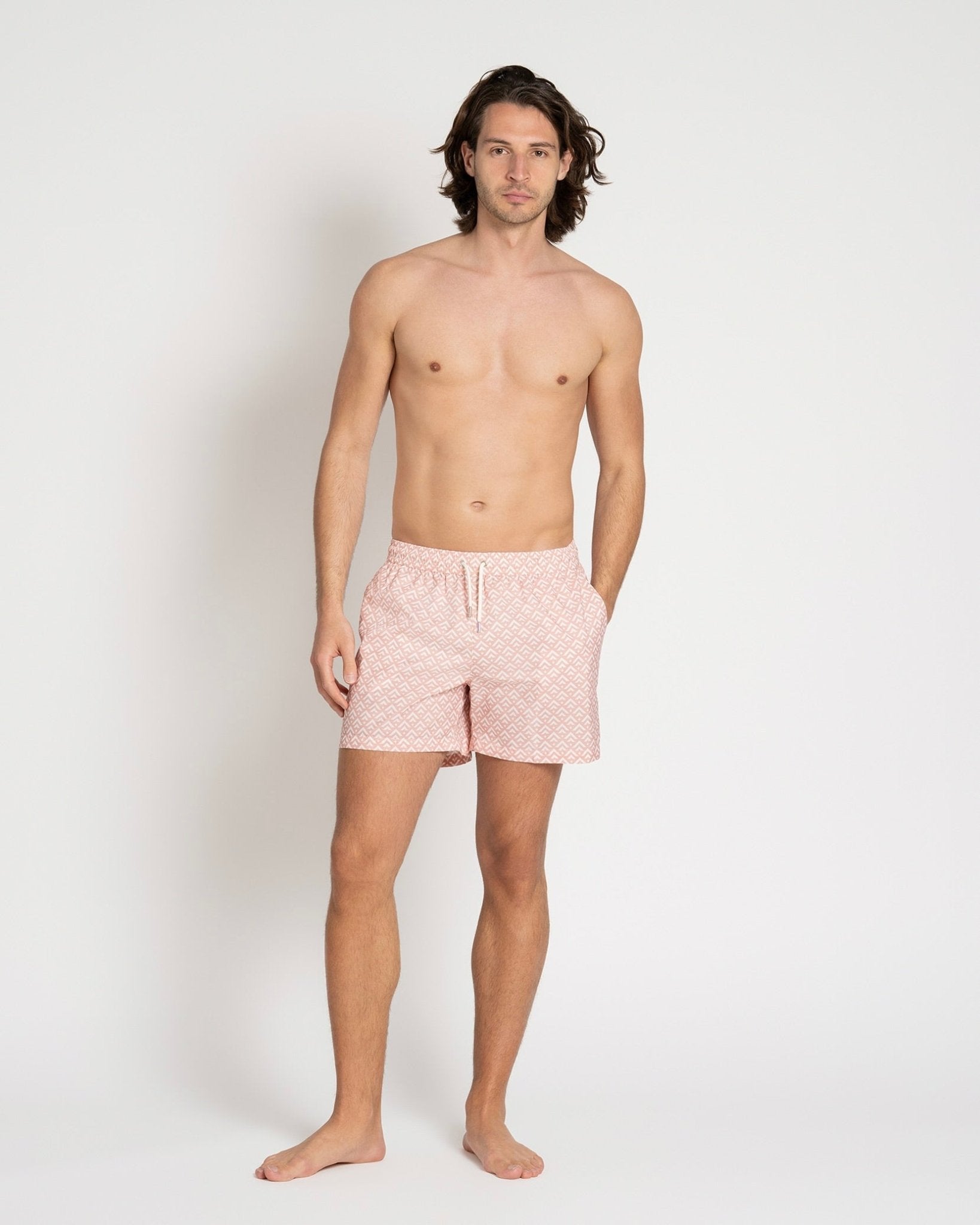 Classic Swim Shorts Rose Chevron - THE RESORT CO