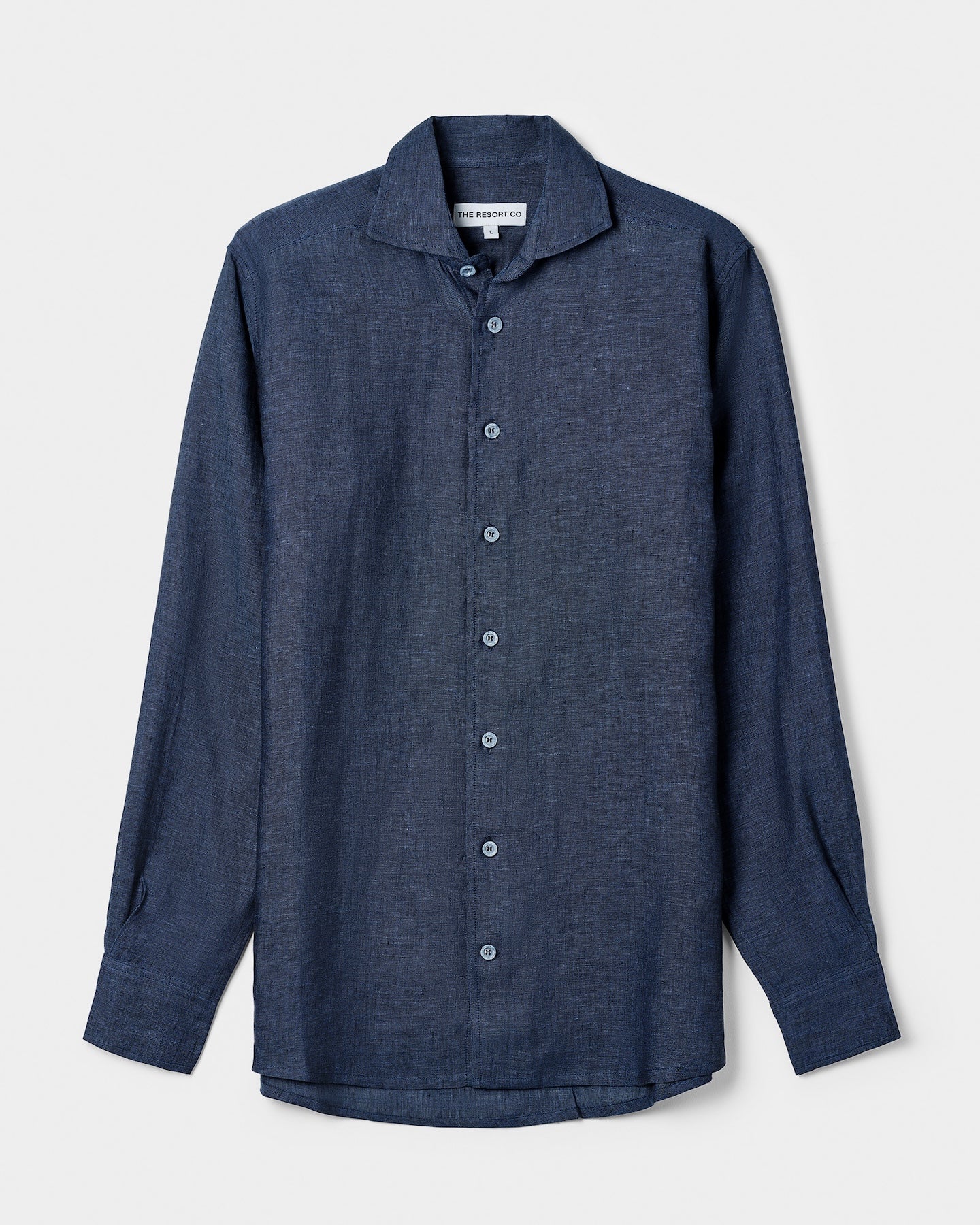 Long - sleeve Linen Shirt Navy - THE RESORT CO