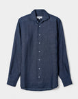 Long - sleeve Linen Shirt Navy - THE RESORT CO