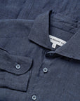 Long - sleeve Linen Shirt Navy - THE RESORT CO