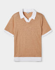 Resort Polo Shirt Camel / White - THE RESORT CO