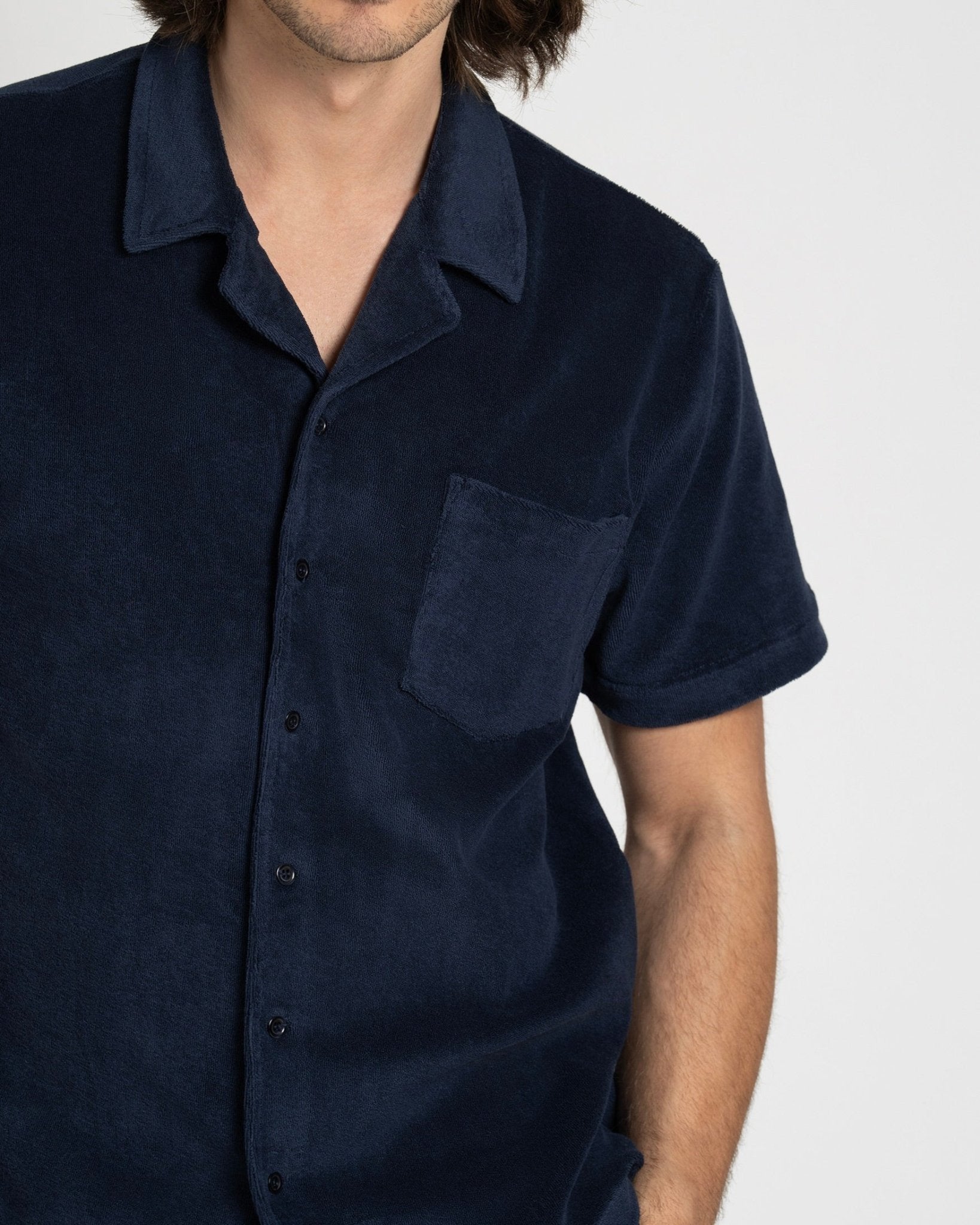 Terry Short Sleeve Shirt Navy - THE RESORT CO