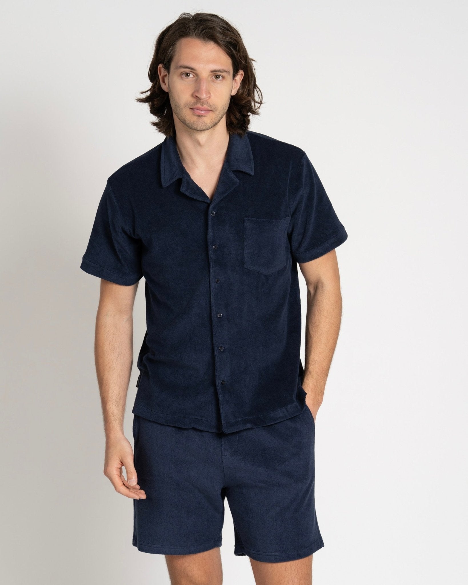 Terry Short Sleeve Shirt Navy - THE RESORT CO